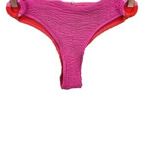 Cleonie Swim Womens XS/S Pink Orange Crinkle Bikini Bottoms with Side Rings NWT